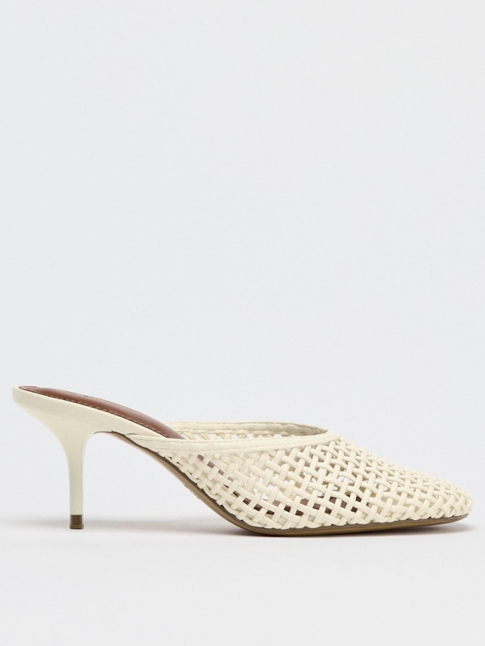 Zara Braided Vegan Leather Slip On Kitten Heel Mules - Picture 5 of 7